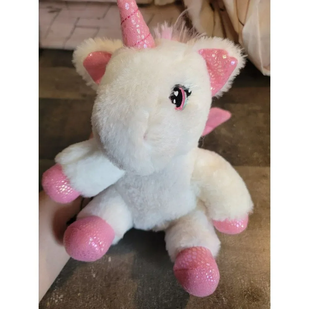 Pink white glitter Pegasus unicorn mythical creature‎ plush stuffed animal